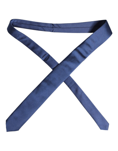 Dolce & Gabbana Blue Solid Silk Adjustable Necktie Tie