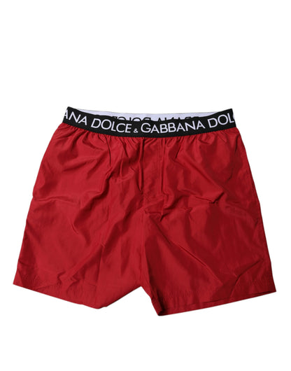 Dolce & Gabbana Red Polyester Logo Beachwear Shorts 2Pc Swimwear