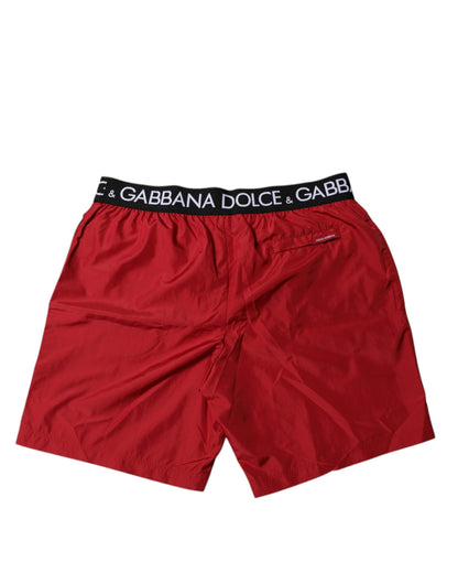 Dolce & Gabbana Red Polyester Logo Beachwear Shorts 2Pc Swimwear