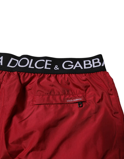 Dolce & Gabbana Red Polyester Logo Beachwear Shorts 2Pc Swimwear