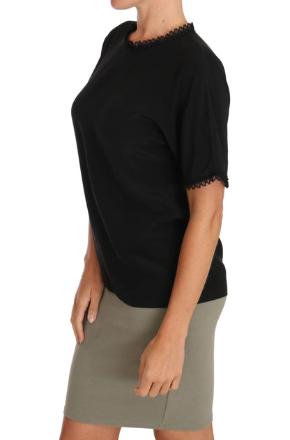 Italian-made black silk blouse perfect for any occasion