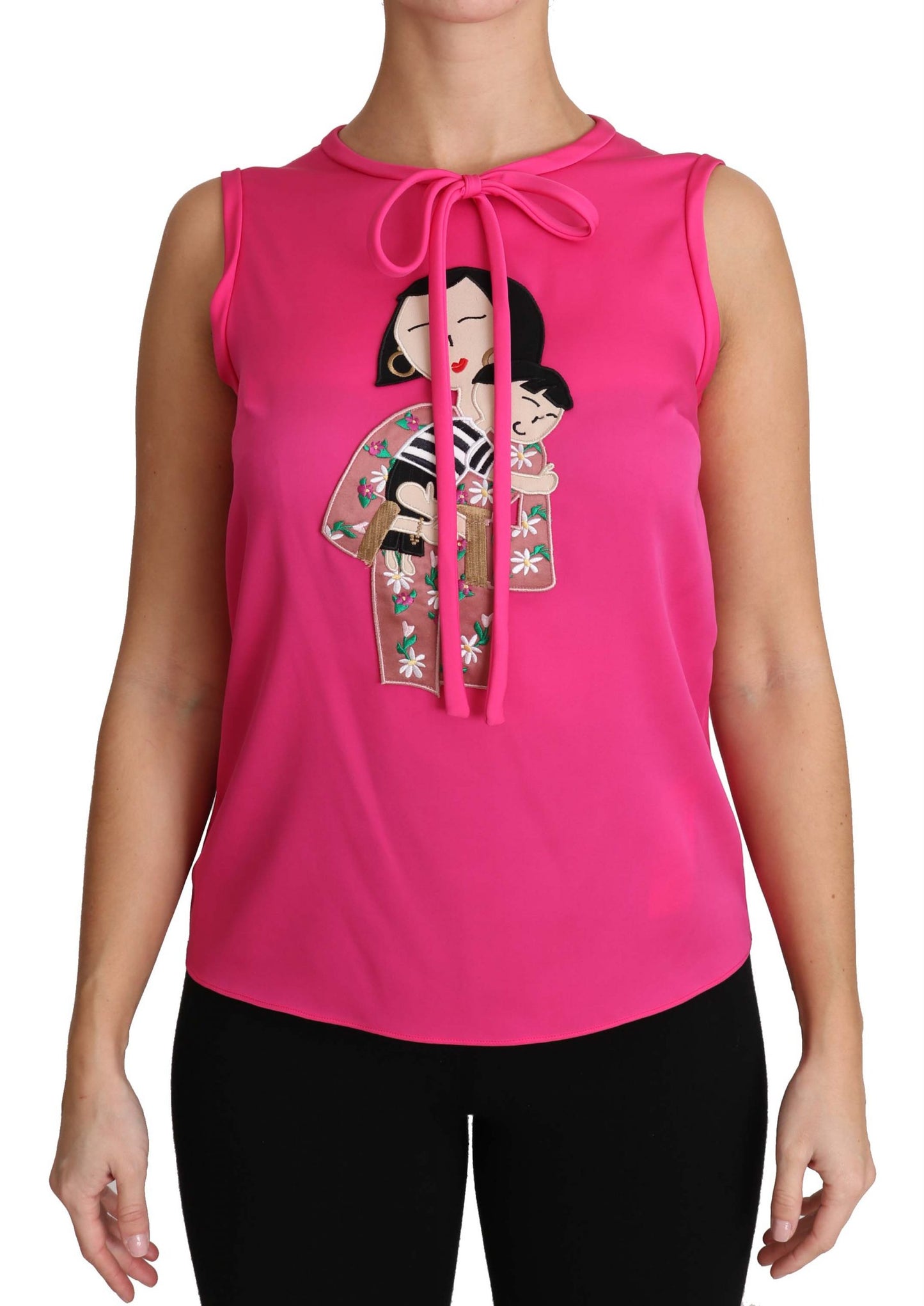 Dolce & Gabbana Elegant Pink Silk Family Tank Top Shirt made in Italy