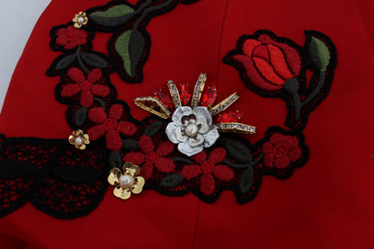 Stunning Dolce & Gabbana red silk shorts with signature sophistication