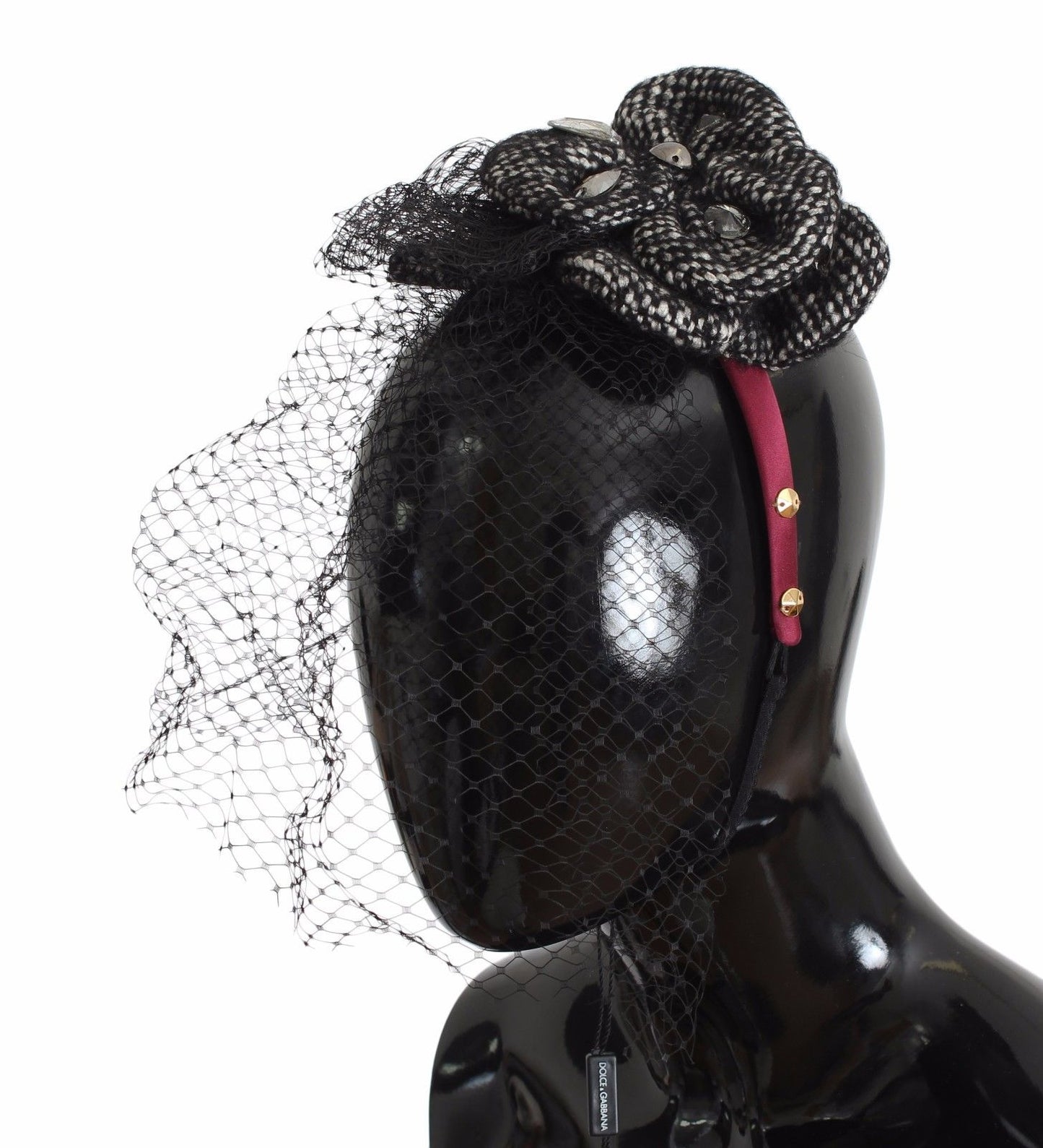 Dolce & Gabbana Pink Silk Crystal-Studded Headband fascinator
