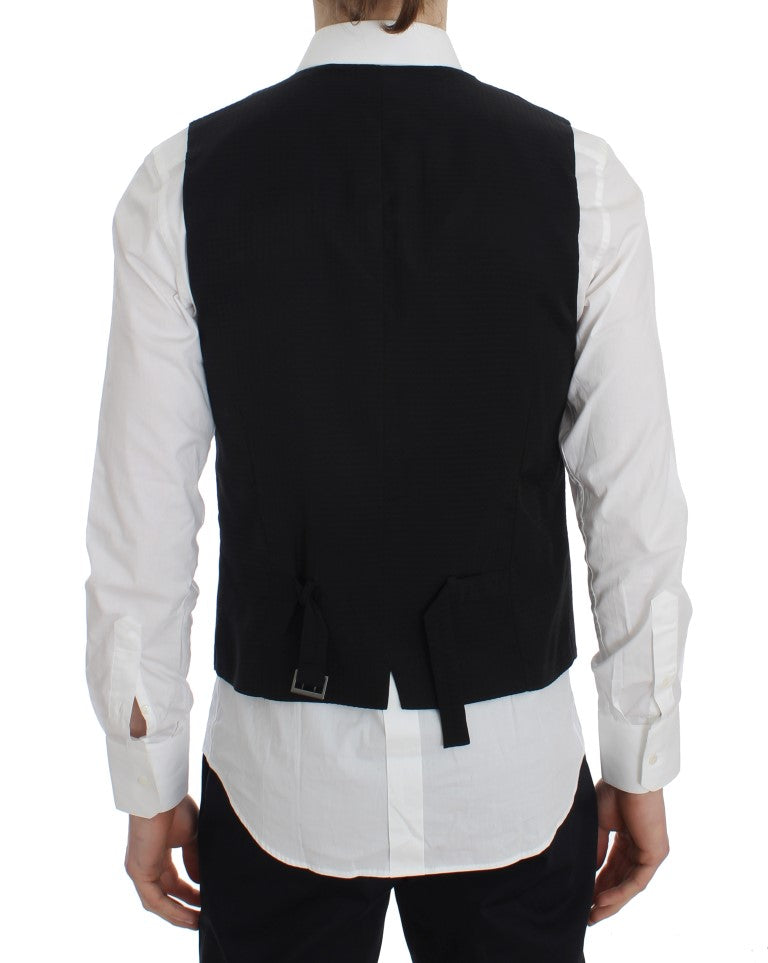 Dolce & Gabbana Elegant Gray Striped Wool Vest, sophisticated and stylish menswear