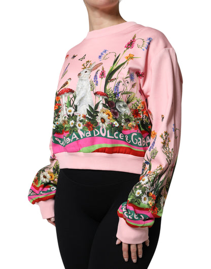 Dolce & Gabbana Pink Rabbit Print Crew Neck Sweater