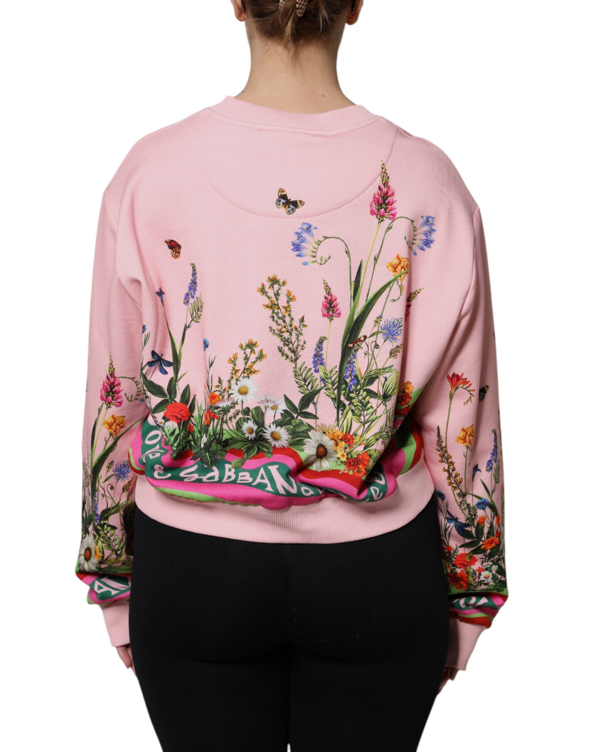 Dolce & Gabbana Pink Rabbit Print Crew Neck Sweater