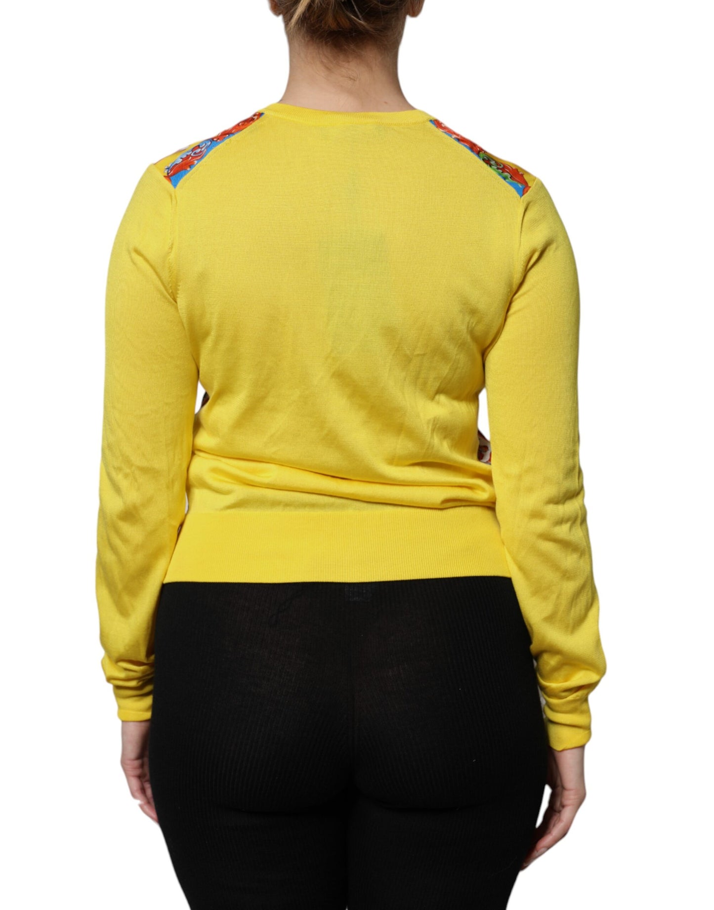 Dolce & Gabbana Yellow Floral Long Sleeves Cardigan Sweater