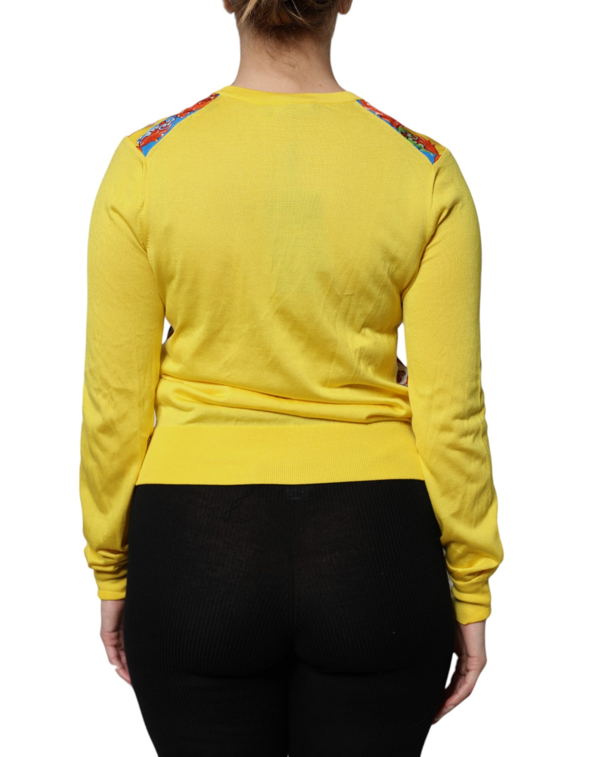 Dolce & Gabbana Yellow Floral Long Sleeves Cardigan Sweater