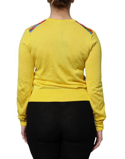 Dolce & Gabbana Yellow Floral Long Sleeves Cardigan Sweater