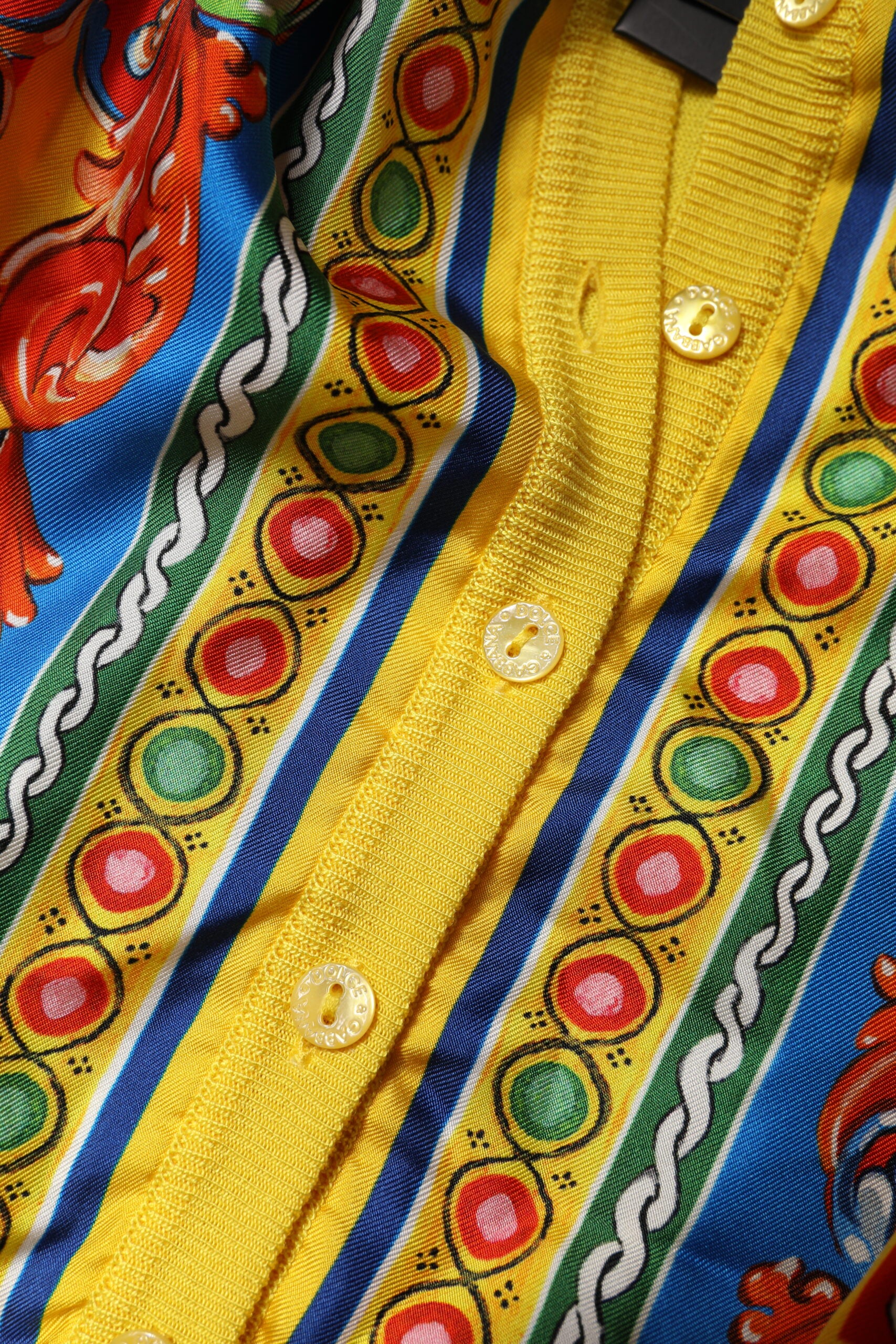 Dolce & Gabbana Yellow Floral Long Sleeves Cardigan Sweater