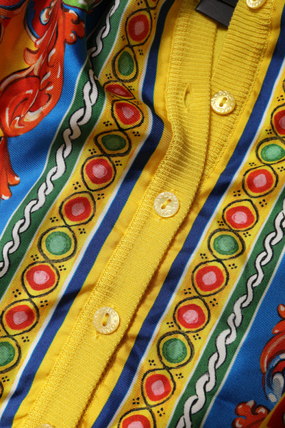 Dolce & Gabbana Yellow Floral Long Sleeves Cardigan Sweater