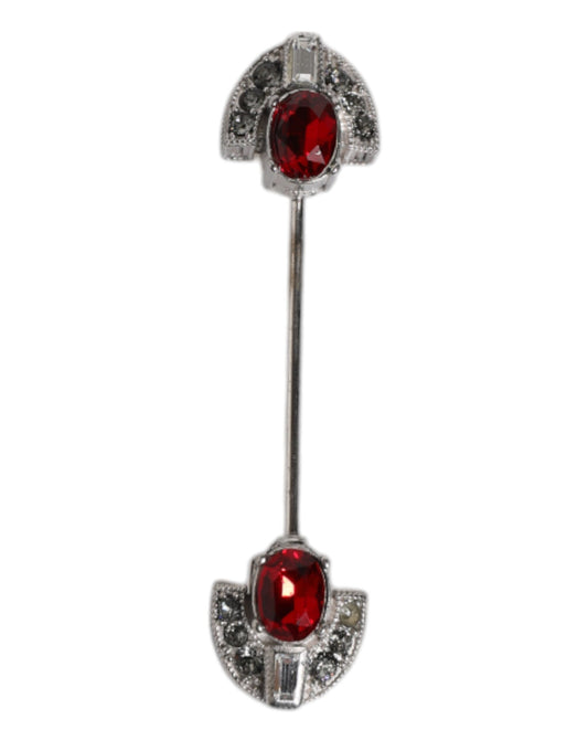 Dolce & Gabbana 925 Sterling Silver Glass Crystal Collar Stop Brooch Pin