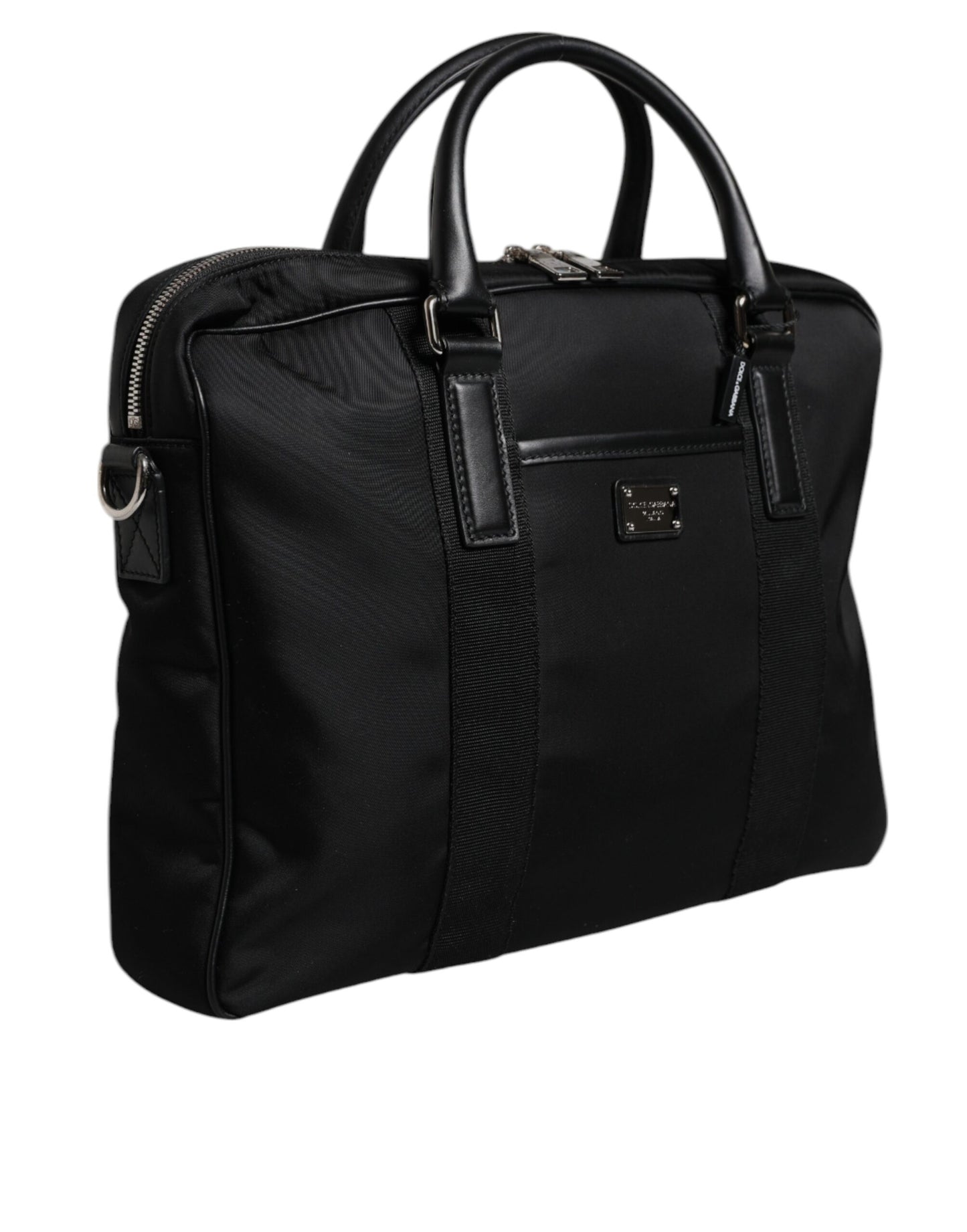Dolce & Gabbana Black Leather Document Briefcase Top Handle Bag
