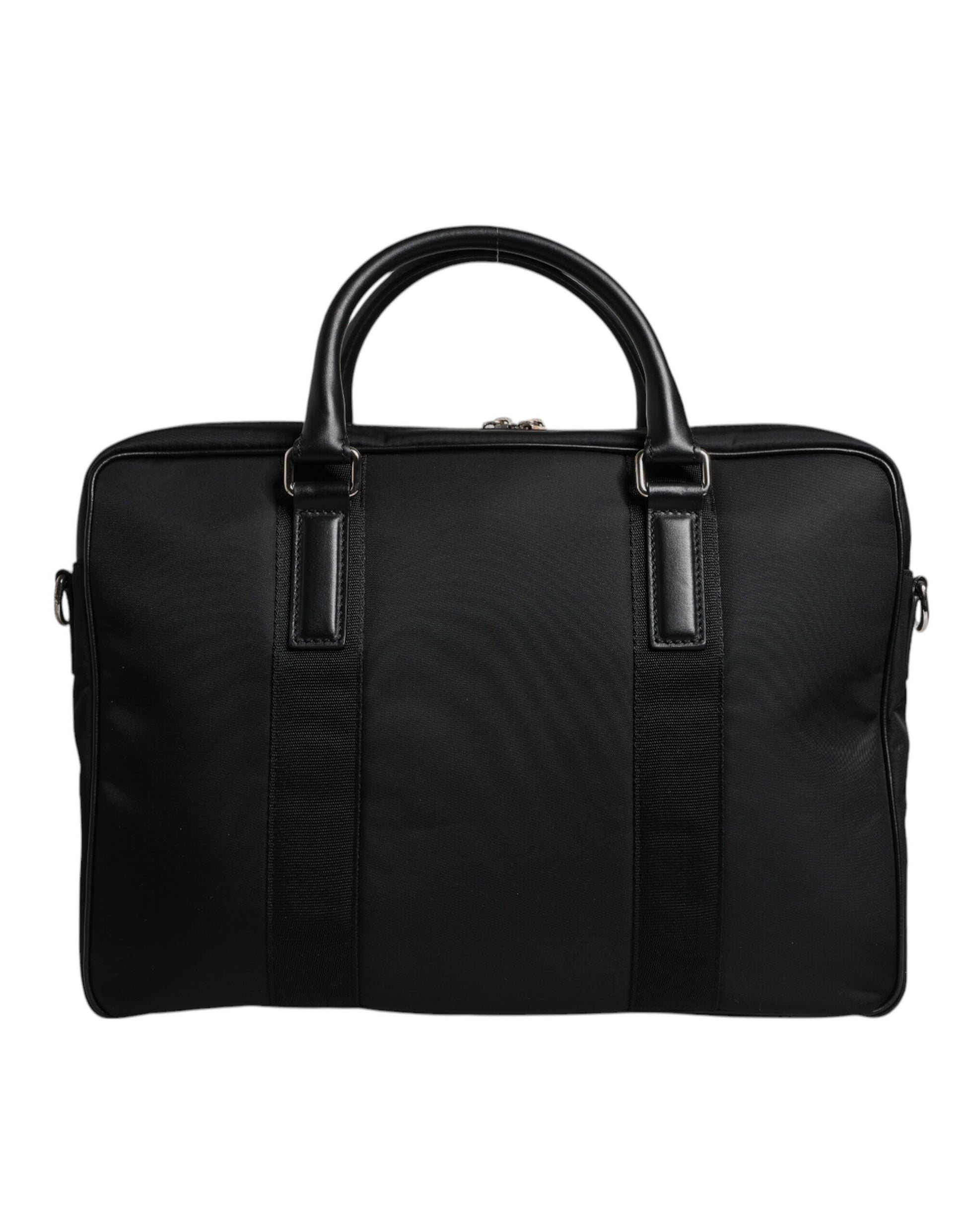 Dolce & Gabbana Black Leather Document Briefcase Top Handle Bag