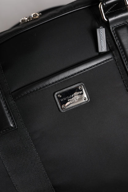 Dolce & Gabbana Black Leather Document Briefcase Top Handle Bag
