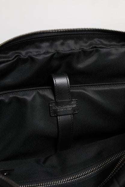 Dolce & Gabbana Black Leather Document Briefcase Top Handle Bag