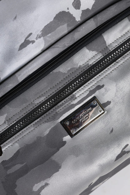 Dolce & Gabbana Gray Camo Cotton Multiple Compartments Tote Bag