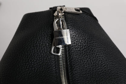 Dolce & Gabbana Black Calfskin Leather Hand Shoulder Duffle Bag