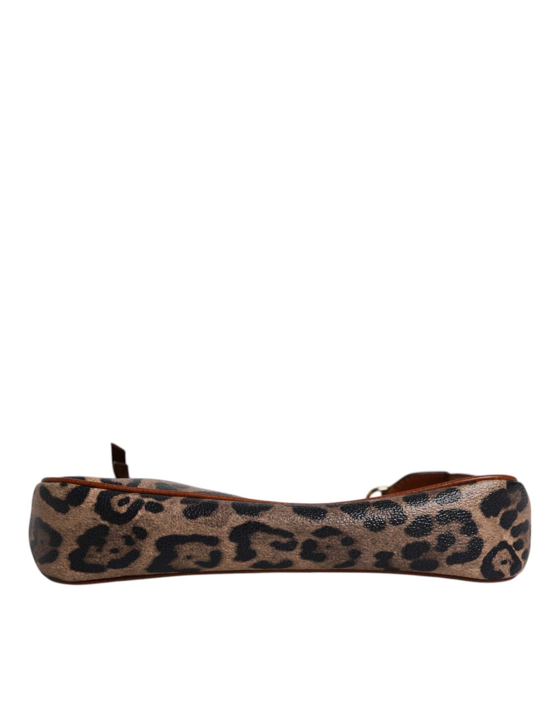Dolce & Gabbana Brown Leopard Leather Shoulder Chain Strap Bag