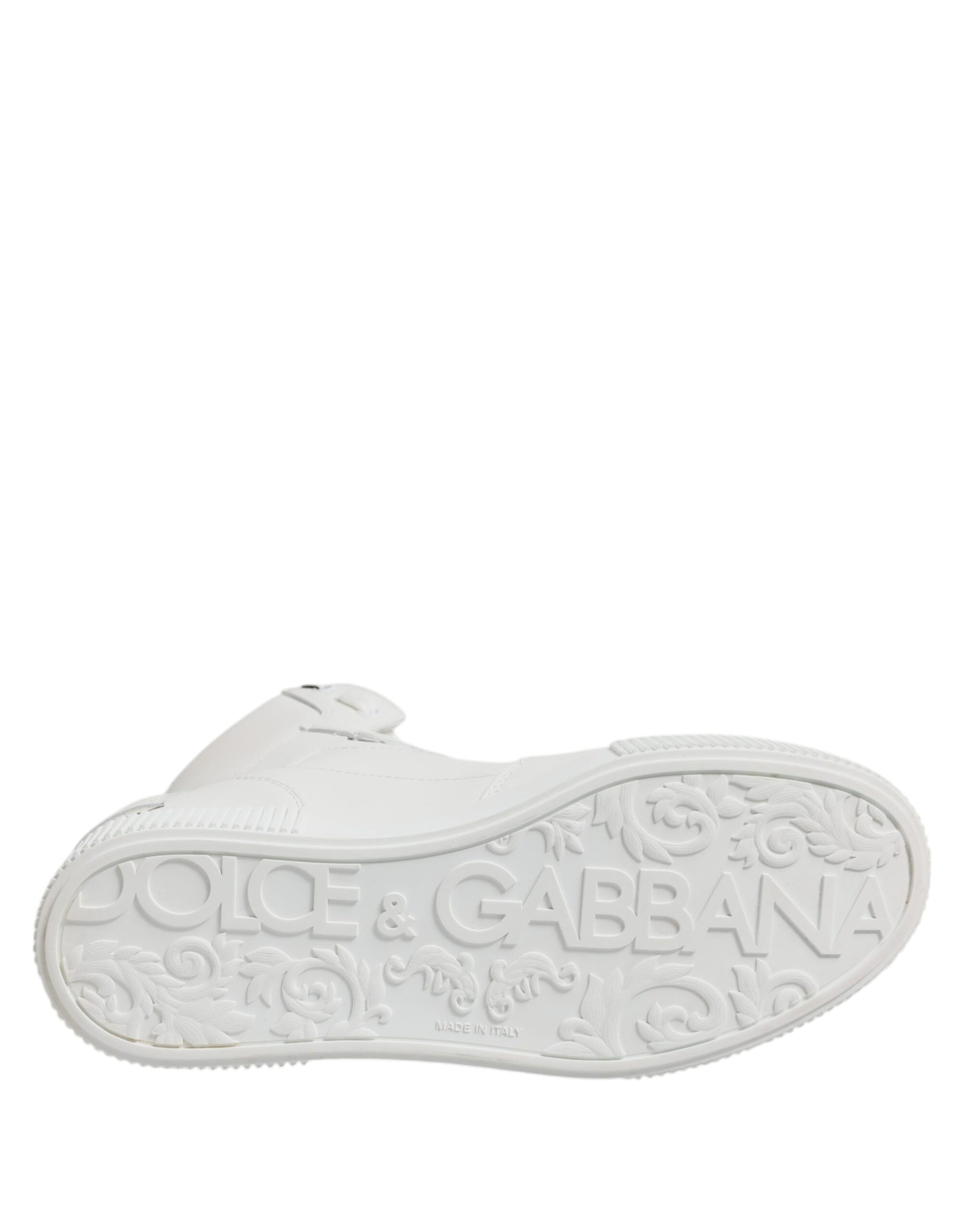 Dolce & Gabbana White Leather High Top Sneakers Shoes