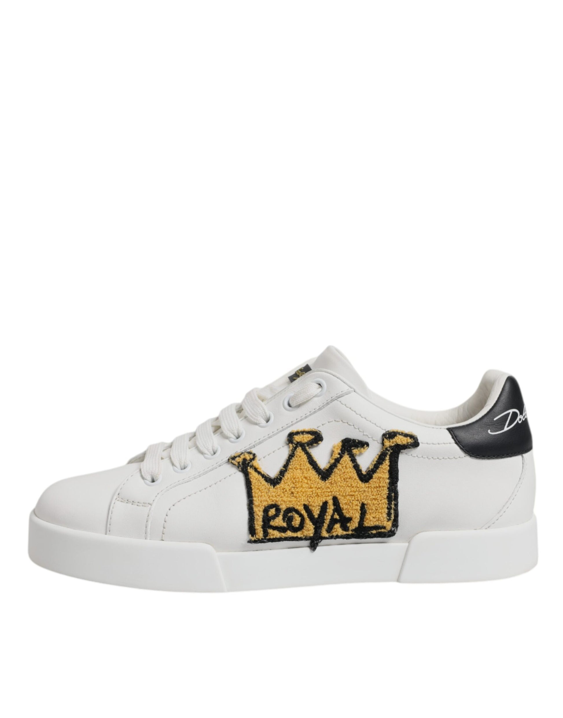 Dolce & Gabbana White Royal Crown Low Top Sneakers Shoes
