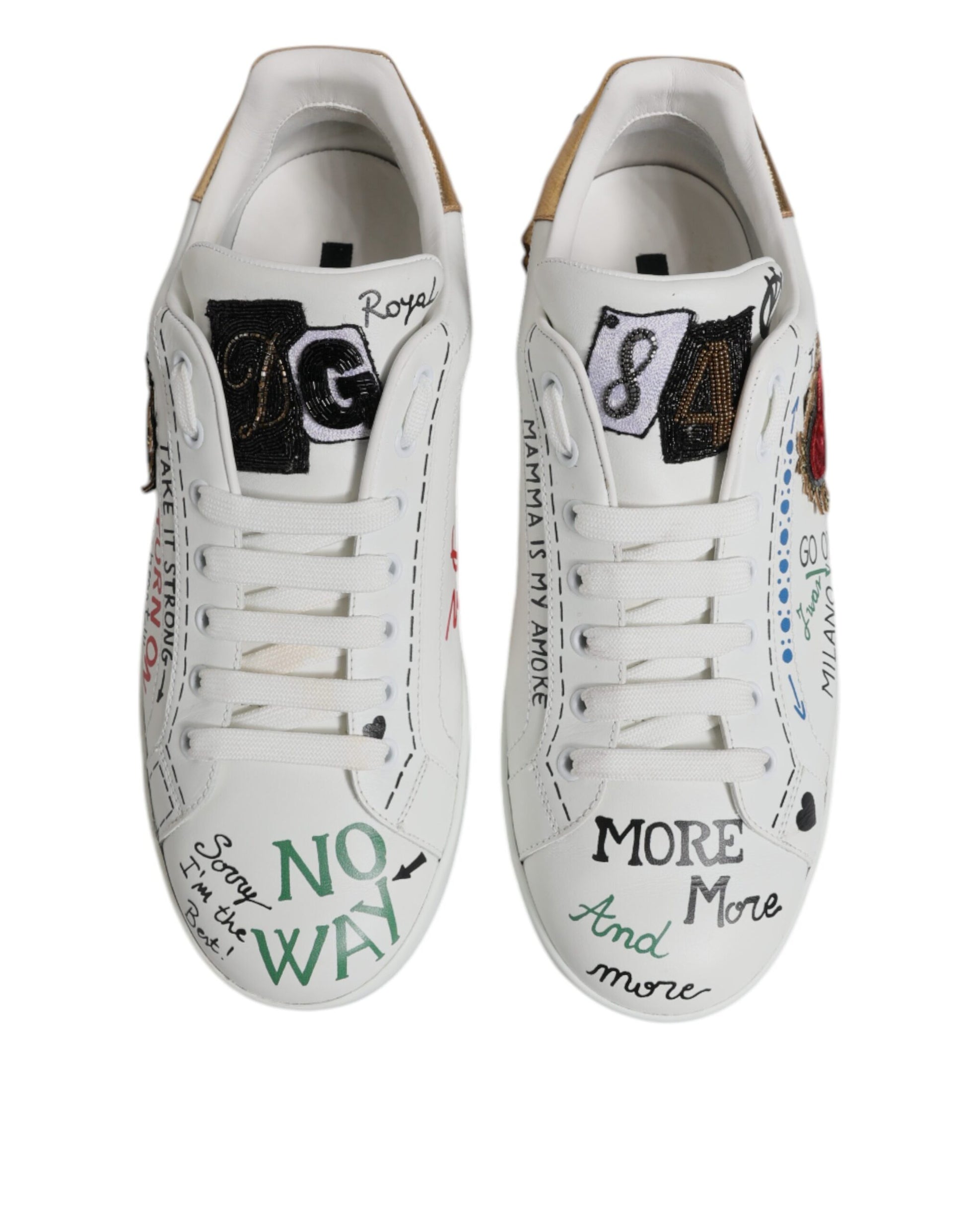 Dolce & Gabbana White Sacred Heart Patch Sneakers Shoes
