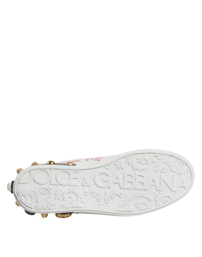 Dolce & Gabbana White Sacred Heart Patch Sneakers Shoes