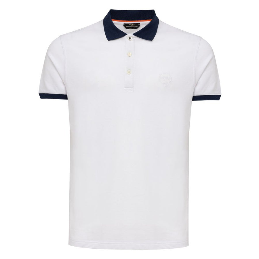 Fendi White Cotton Polo Shirt