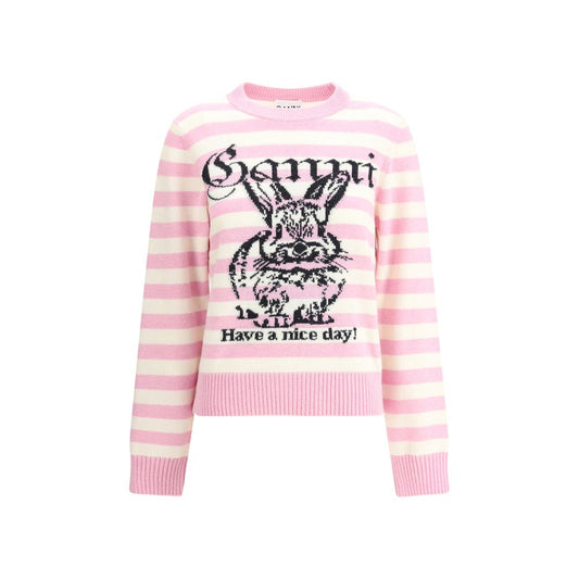 Ganni Striped sweater with rabbit