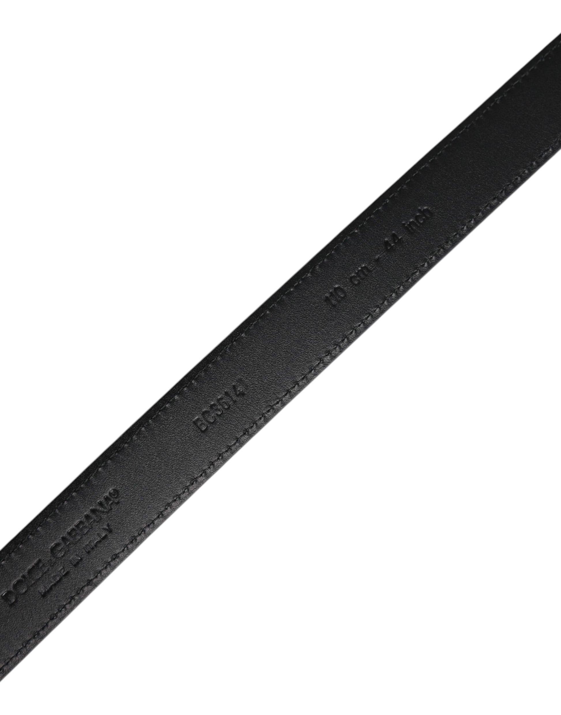 Dolce & Gabbana Black Goat Leather Metal Buckle Classic Belt