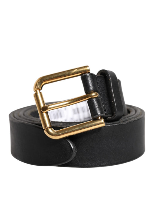 Dolce & Gabbana Black Leather Metal Buckle Classic Belt