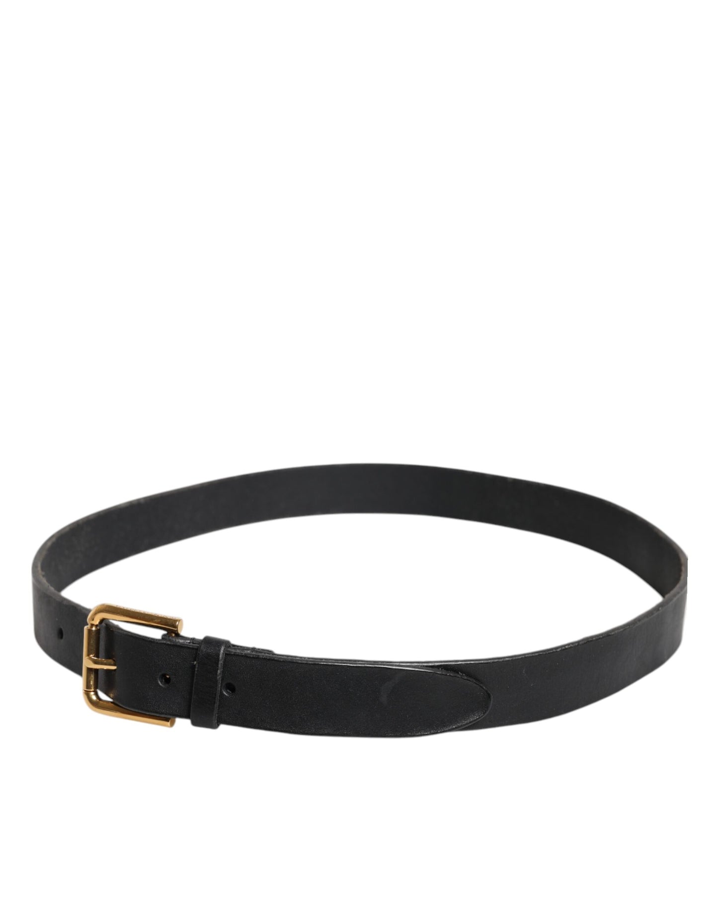 Dolce & Gabbana Black Leather Metal Buckle Classic Belt
