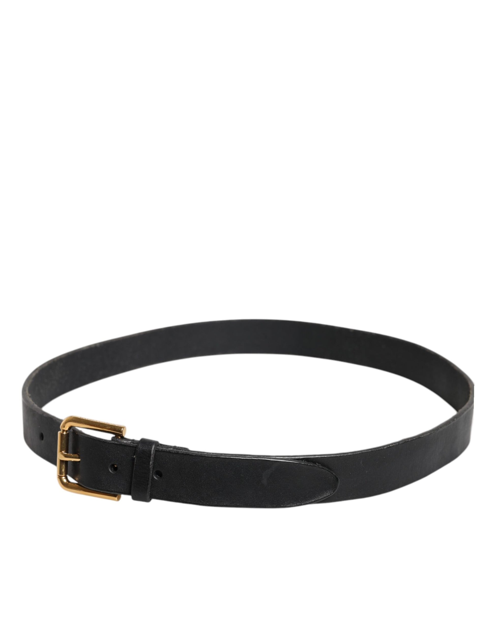 Dolce & Gabbana Black Leather Metal Buckle Classic Belt