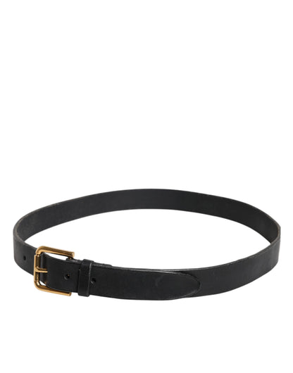 Dolce & Gabbana Black Leather Metal Buckle Classic Belt
