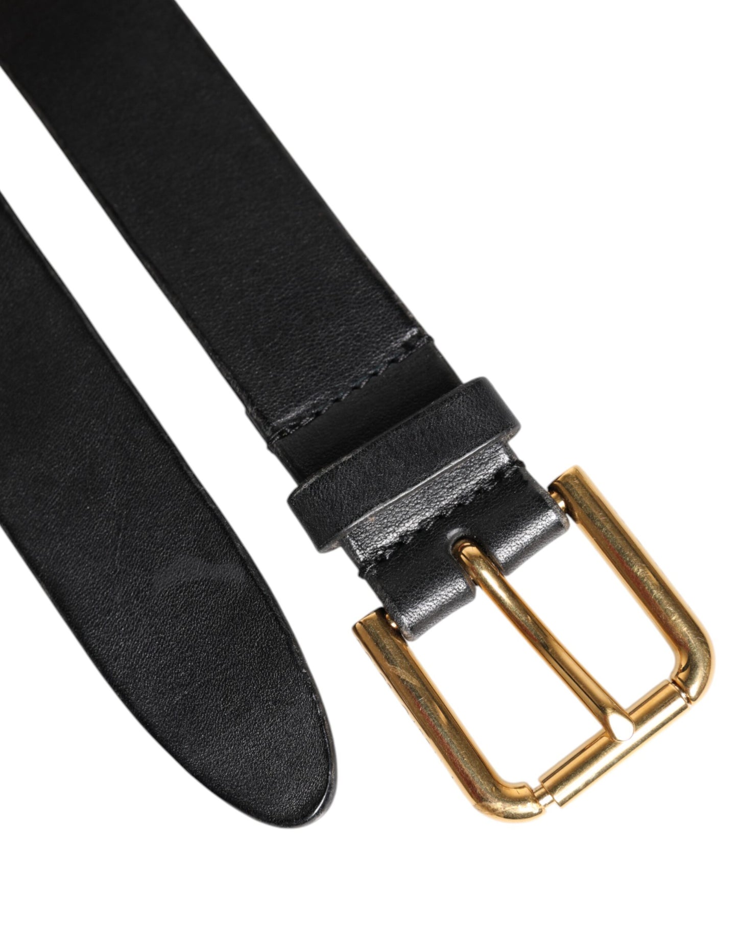 Dolce & Gabbana Black Leather Metal Buckle Classic Belt