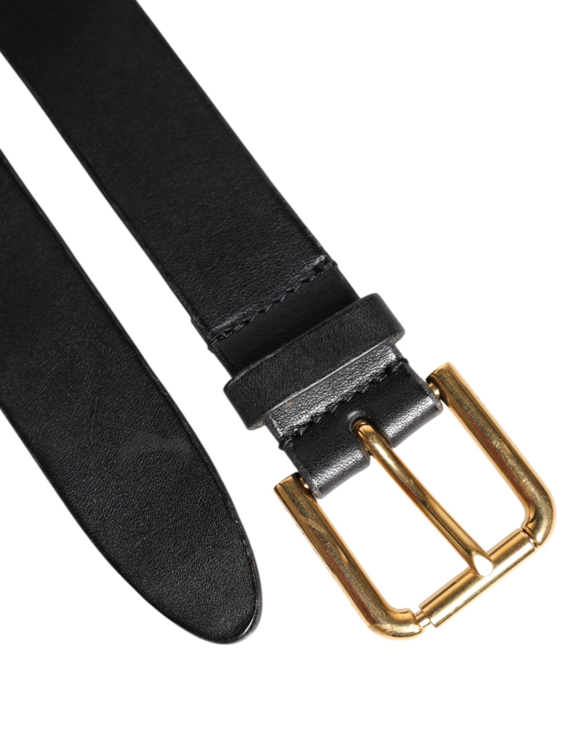 Dolce & Gabbana Black Leather Metal Buckle Classic Belt