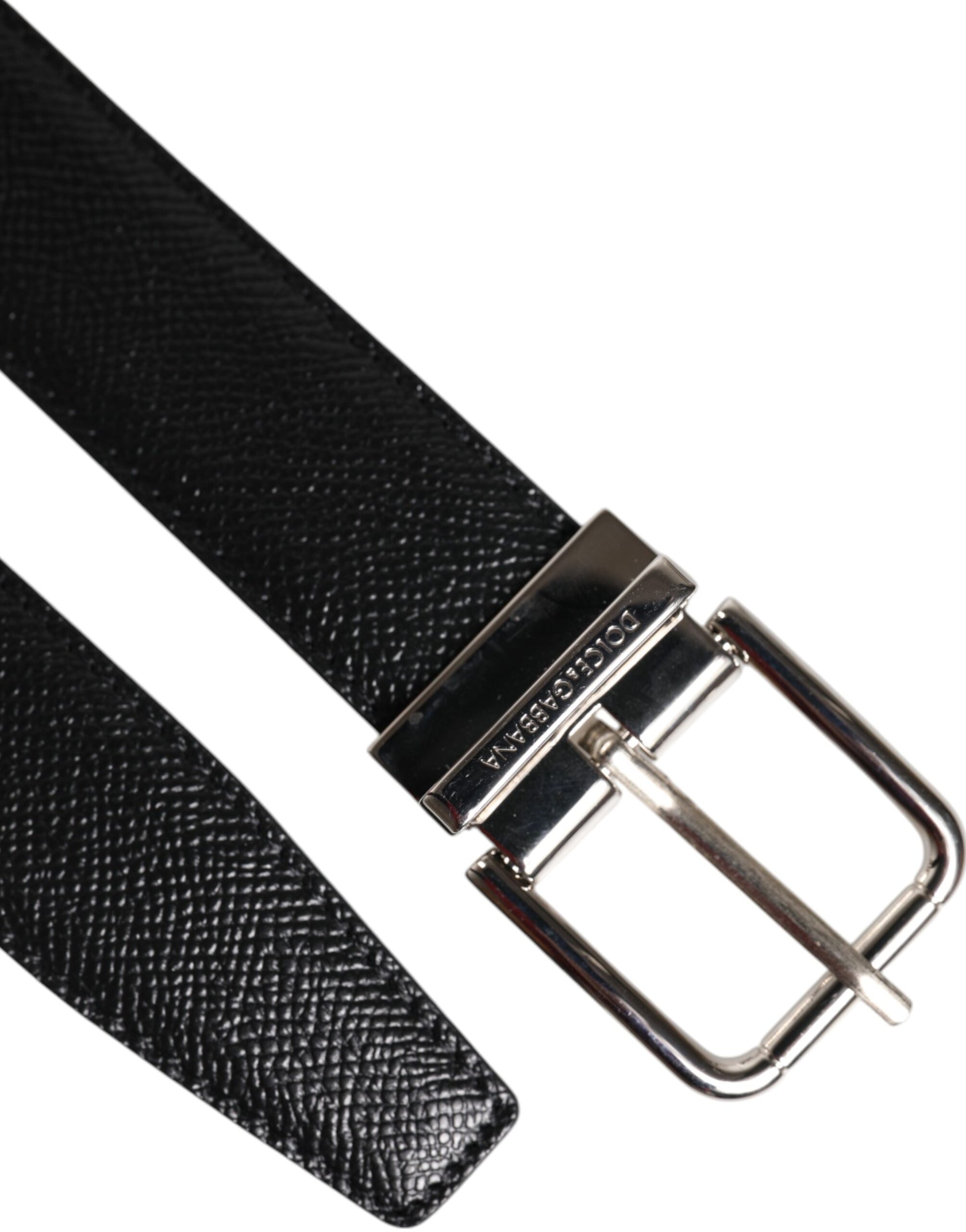 Dolce & Gabbana Black Leather Metal Buckle Classic Belt