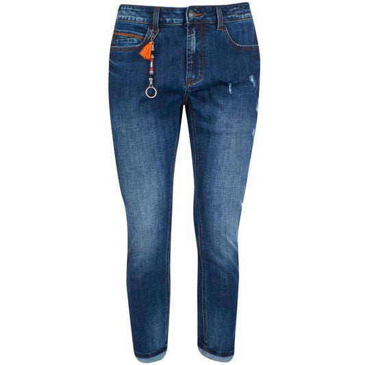 Yes Zee Blue Cotton Jeans & Pant