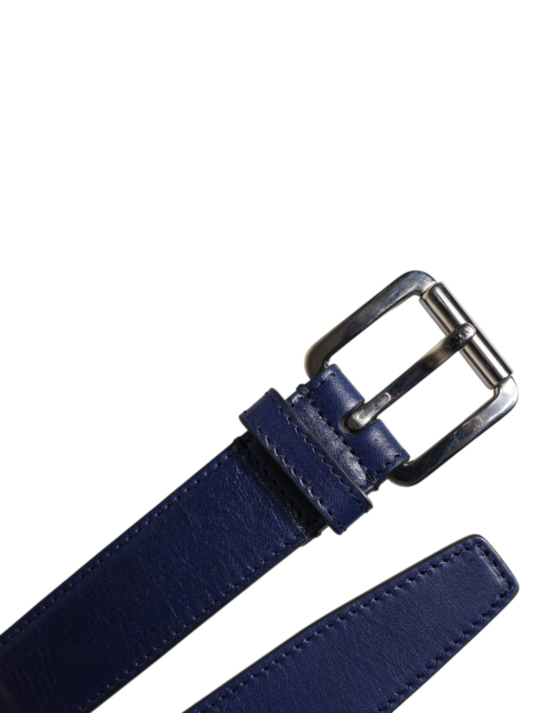 Dolce & Gabbana Blue Cotton Leather Printed Metal Buckle Belt