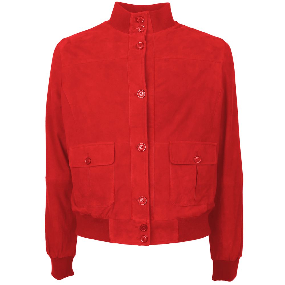 Emilio Romanelli Red Calfskin Men Bomber Jacket