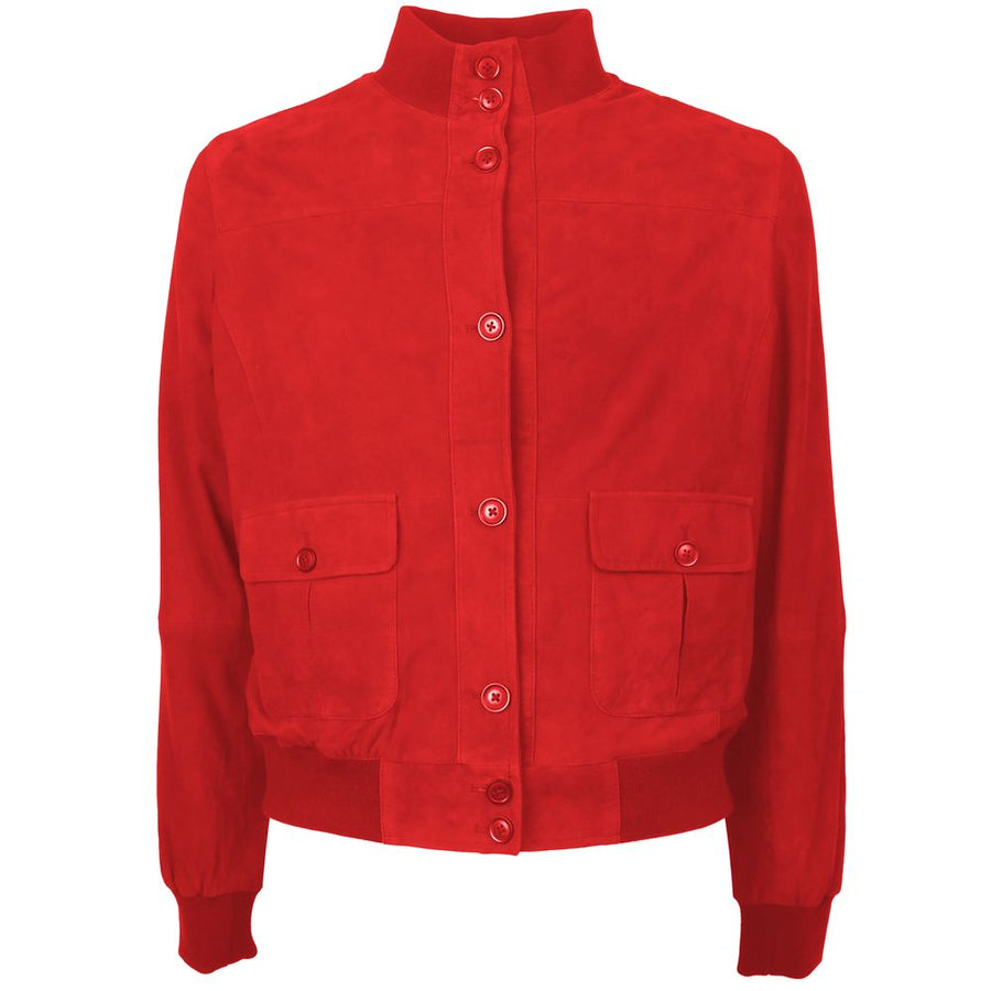 Emilio Romanelli Red Calfskin Men Bomber Jacket