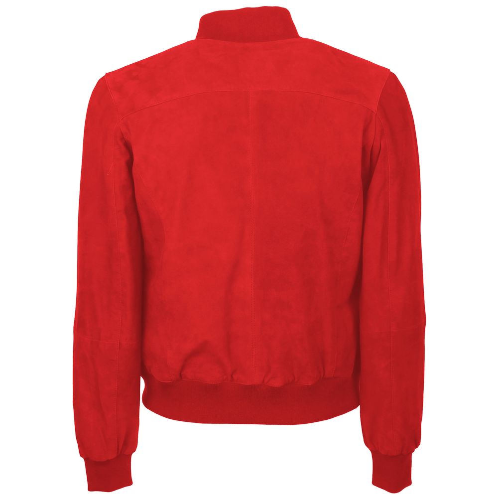 Emilio Romanelli Red Calfskin Men Bomber Jacket