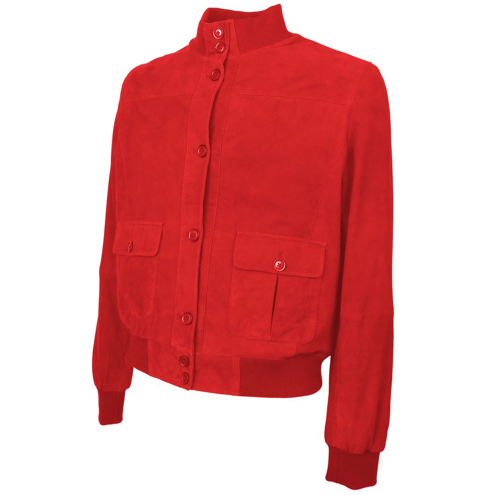Emilio Romanelli Red Calfskin Men Bomber Jacket