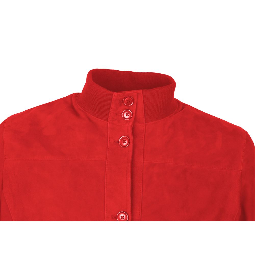 Emilio Romanelli Red Calfskin Men Bomber Jacket