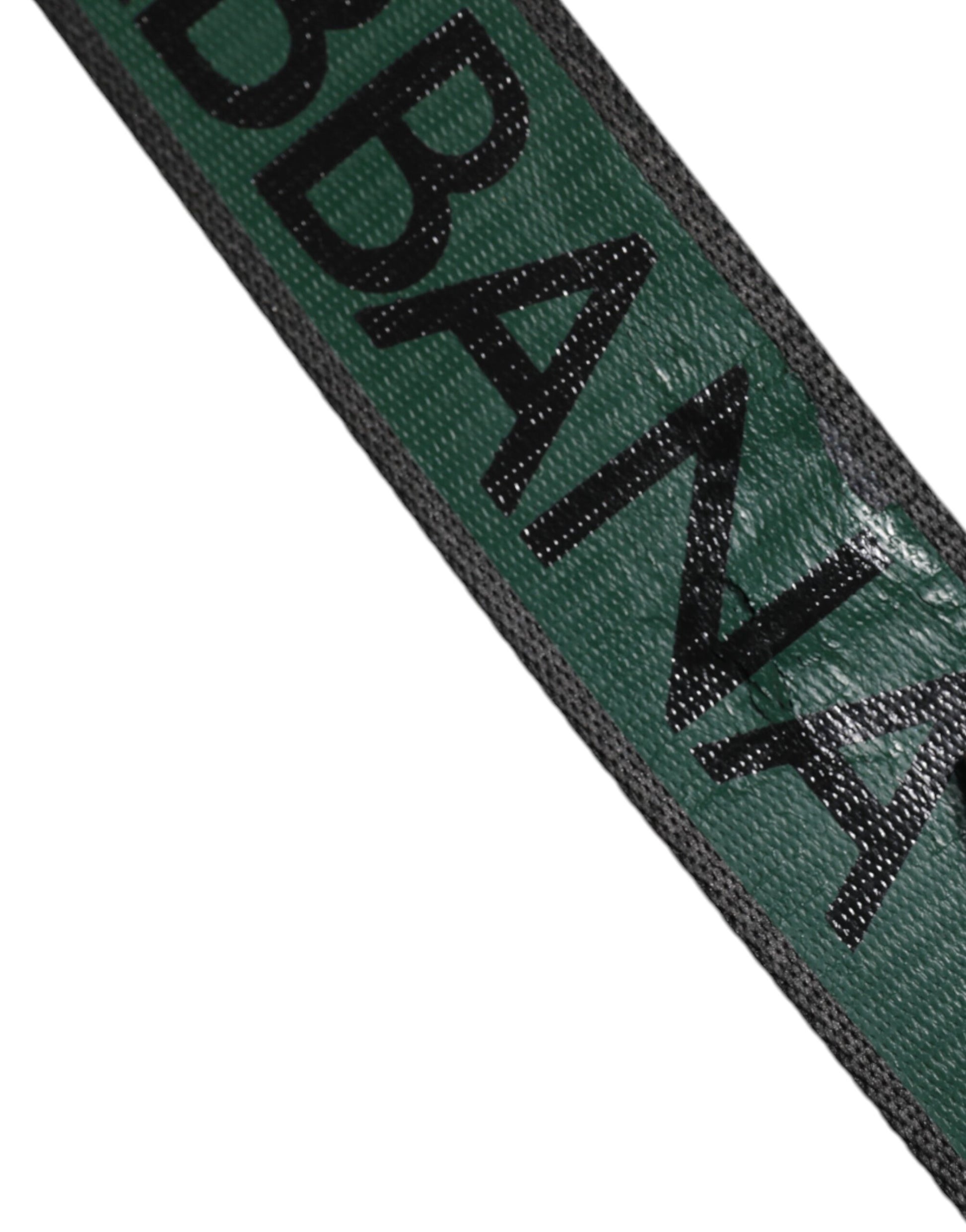 Dolce & Gabbana Green Black Classic Metal Logo Buckle Belt