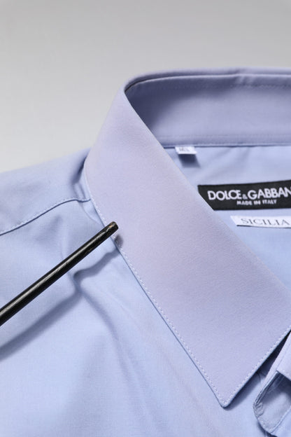 Dolce & Gabbana Light Blue Cotton SICILIA Dress Formal Shirt