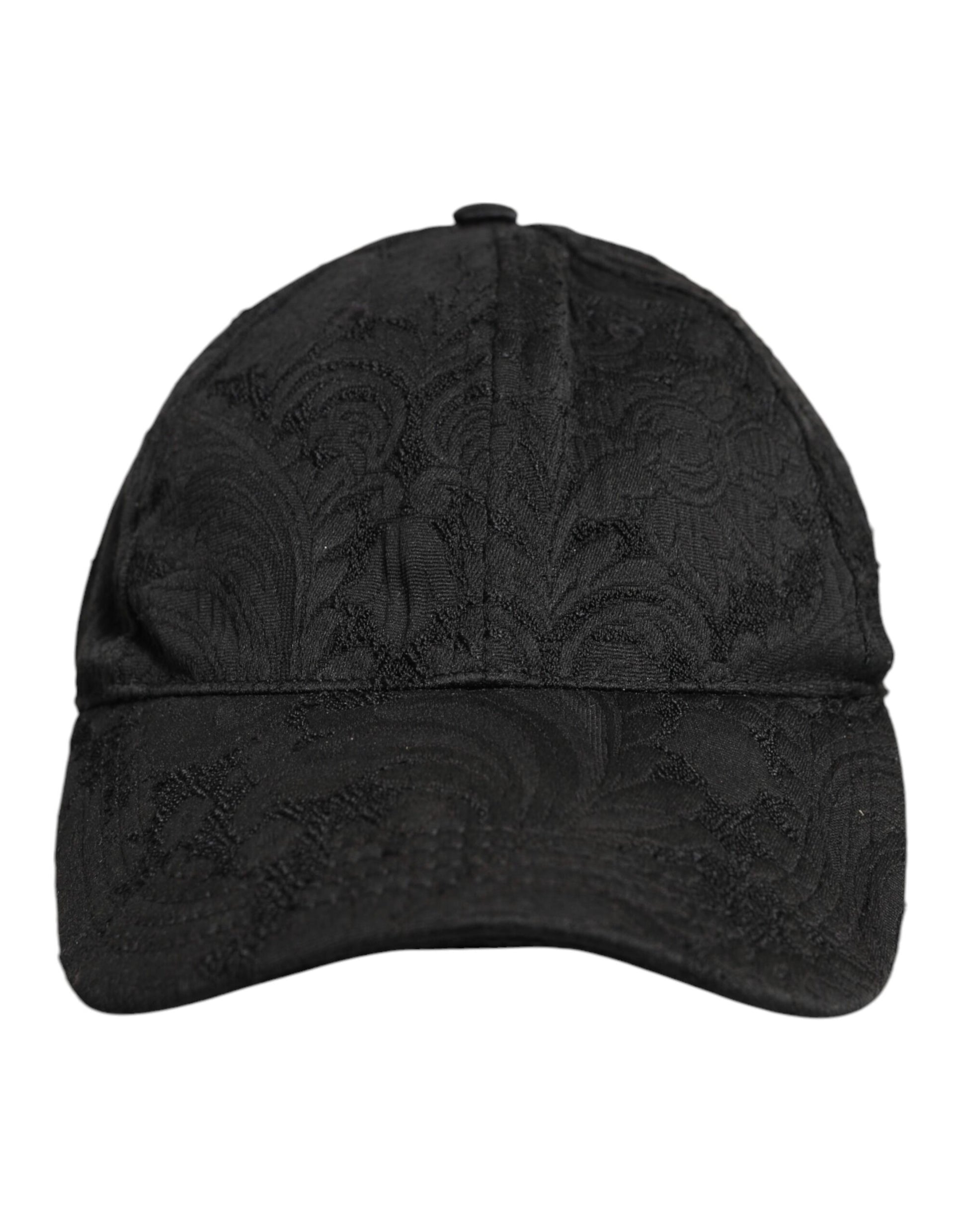 Dolce & Gabbana Black Floral Jacquard 6 Panels Baseball Cap