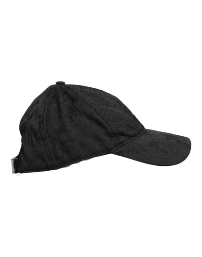 Dolce & Gabbana Black Floral Jacquard 6 Panels Baseball Cap