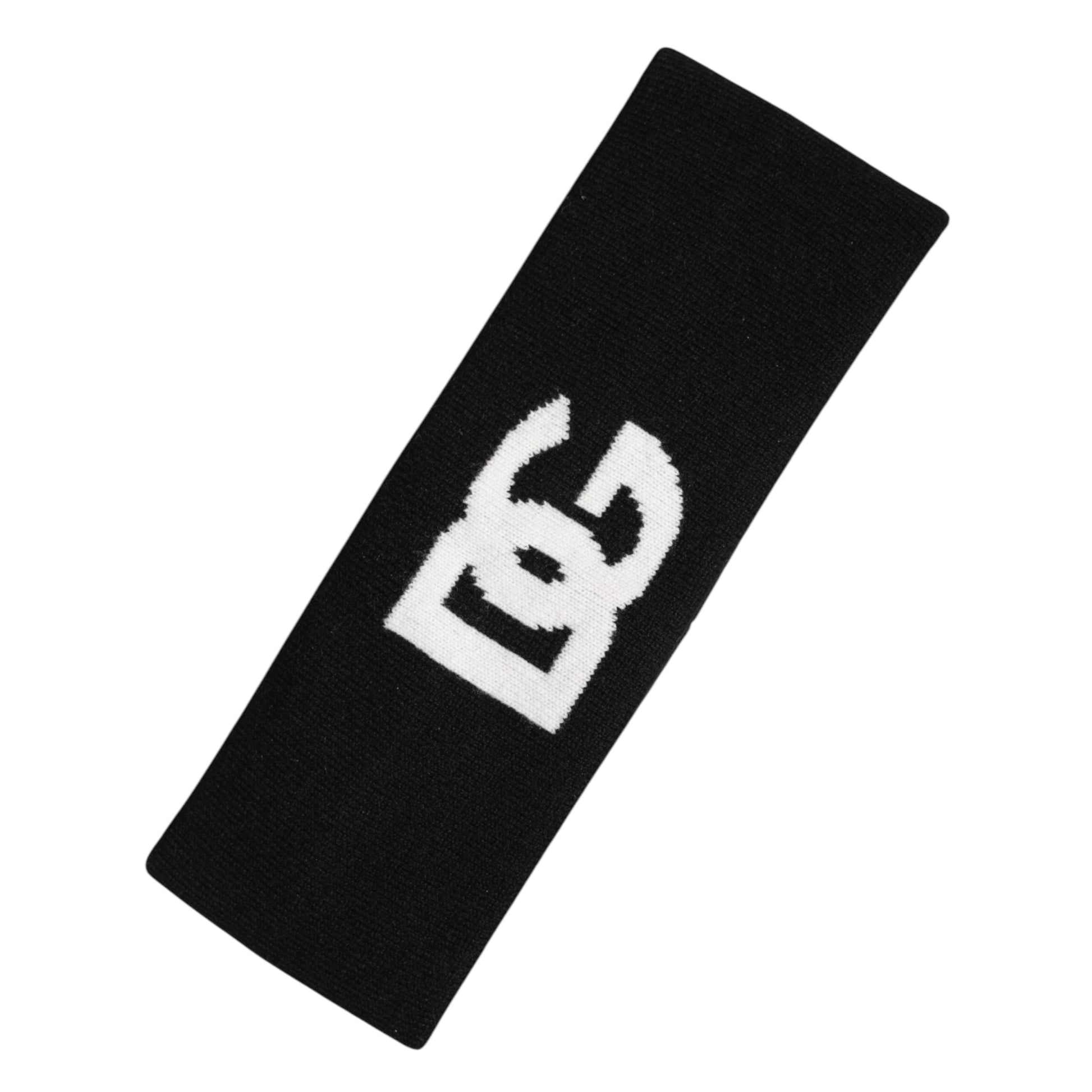 Dolce & Gabbana Black White DG Cashmere Knitted Headband Hat